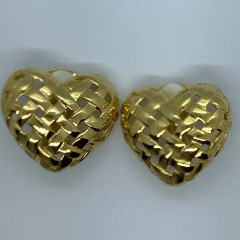 Vintage Yellow Gold Tone Heart Earrings